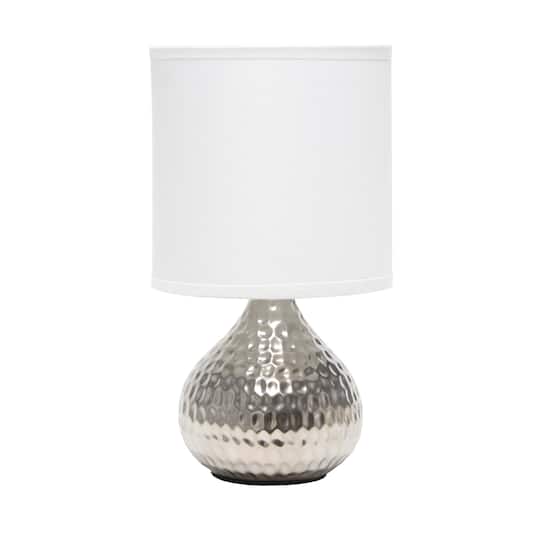 Simple Designs Hammered Silver Table Lamp